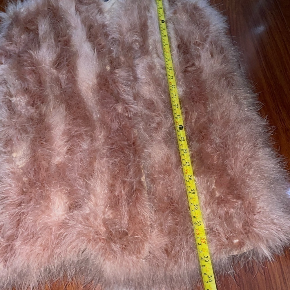 NWT TWINSET Italy genuine feather vest hip length size M in blush powder pink - Picture 9 of 12